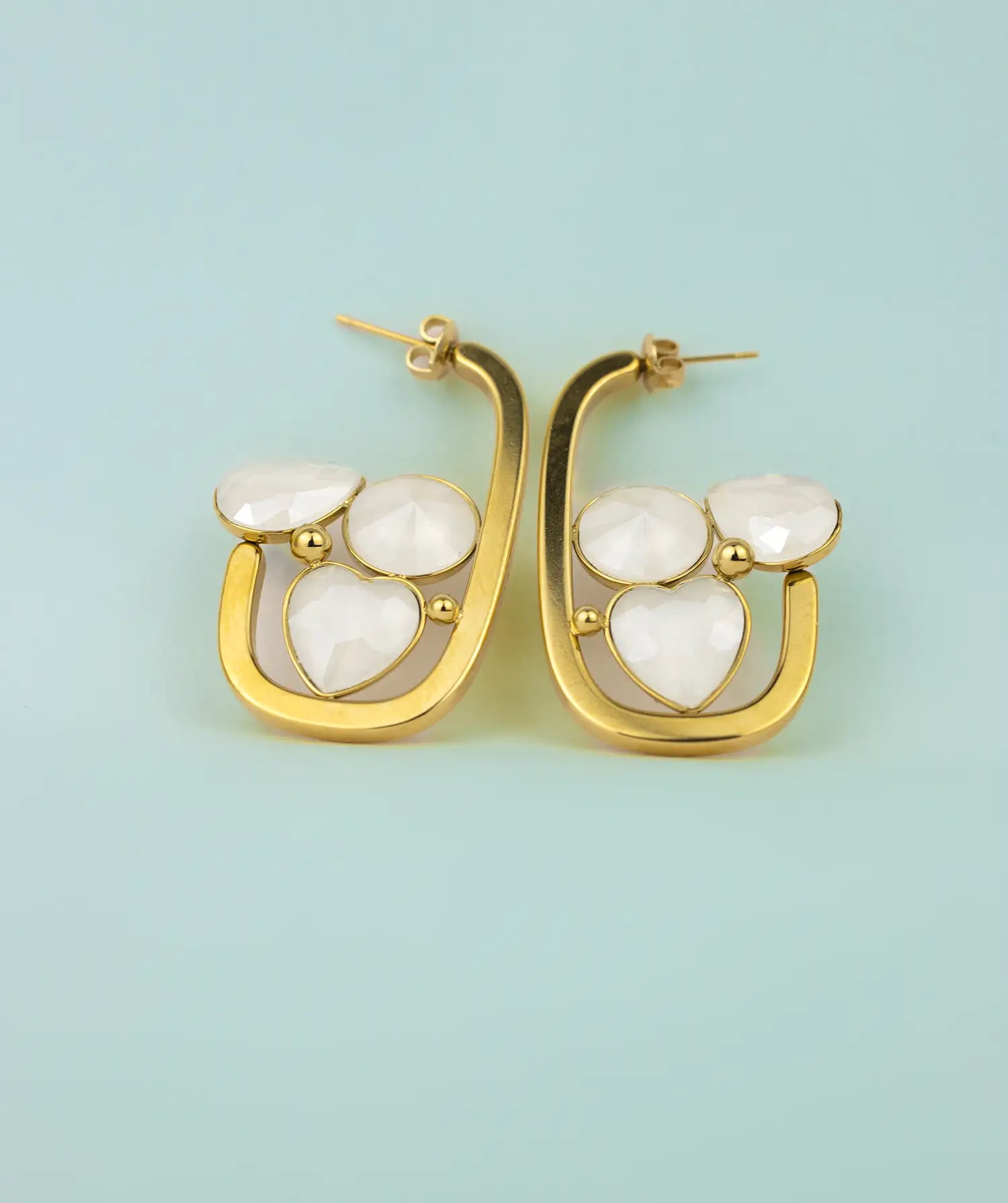 Boucles D'oreilles Rossa Blanc en acier inoxydable par Baciami Bijoux